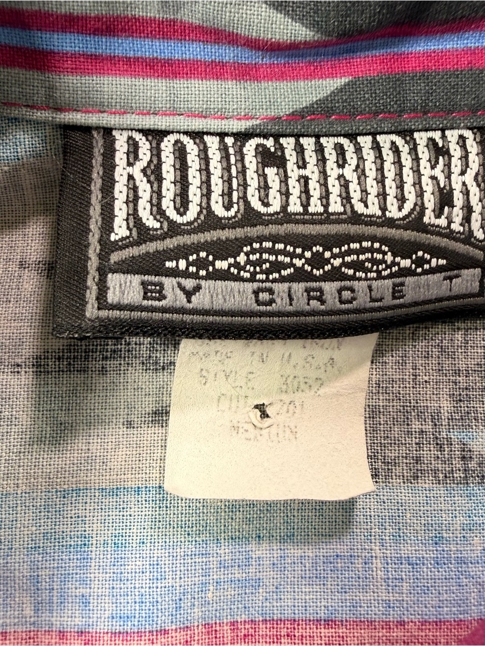 Roughrider Circle T Western button-down w/ Southwestern-inspired Aztec pattern - Picture 8 of 8